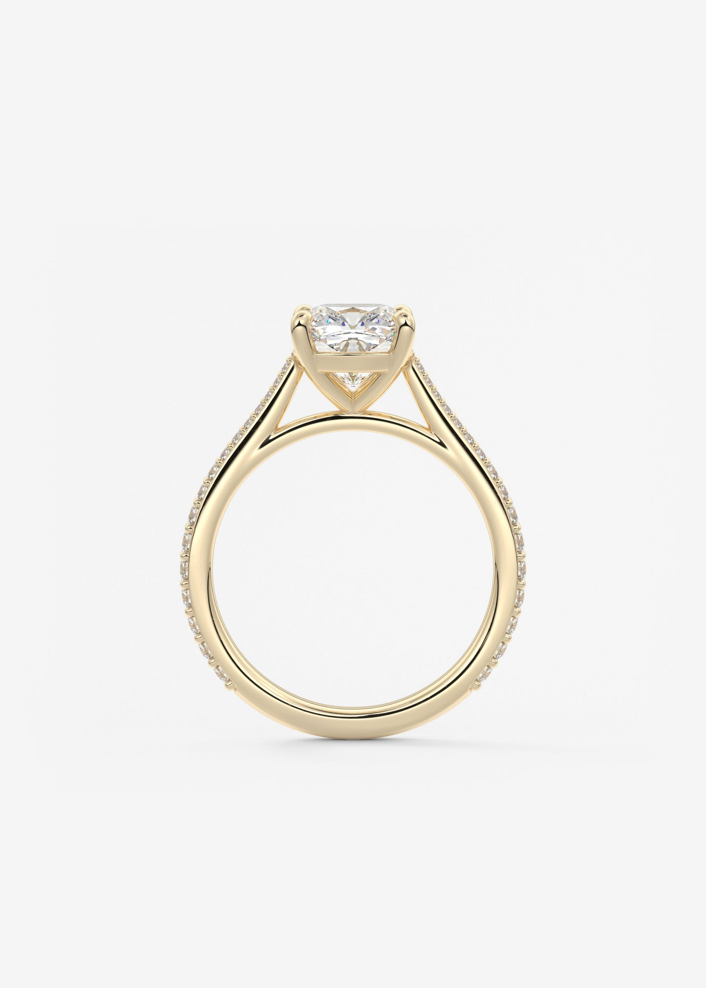 Cushion Pave Cathedral Lab Grown Diamond Engagement Ring