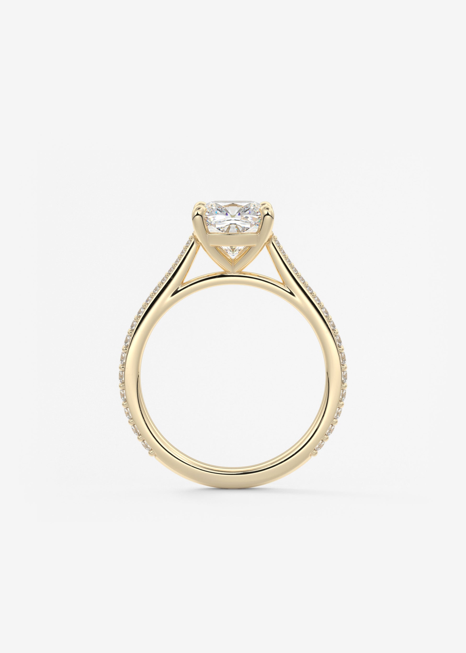 Cushion Pave Cathedral Lab Grown Diamond Engagement Ring