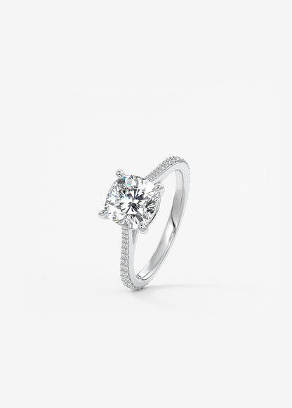 Cushion Pave Cathedral Lab Grown Diamond Engagement Ring