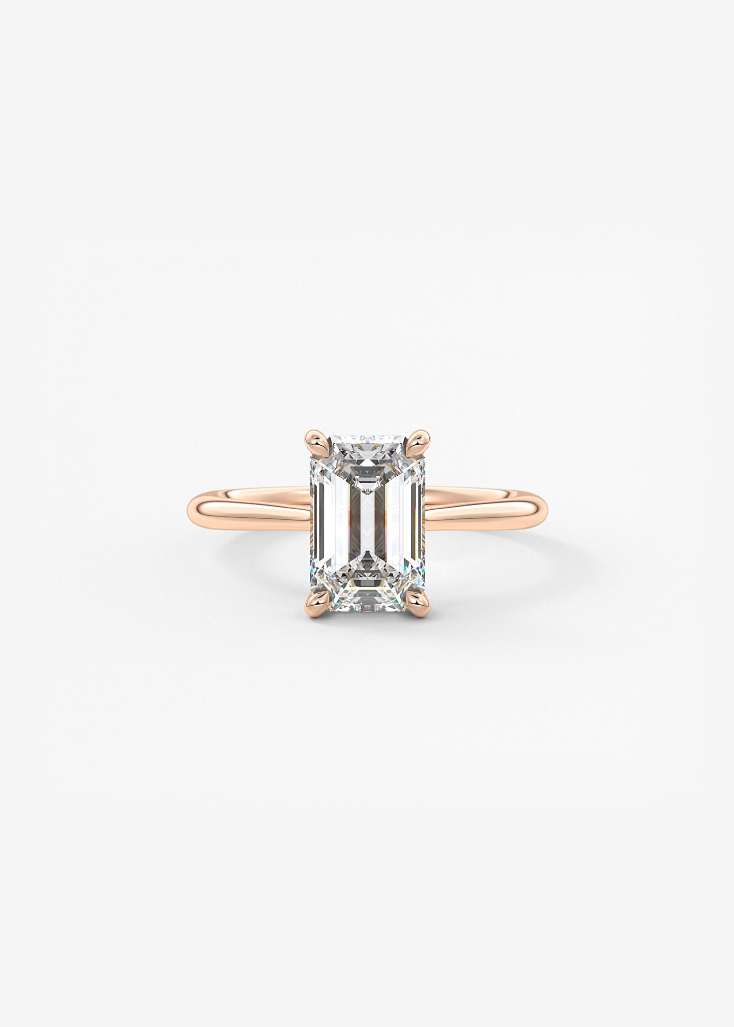 Emerald Hidden Halo/ Cathedral Lab Grown Diamond Engagement Ring