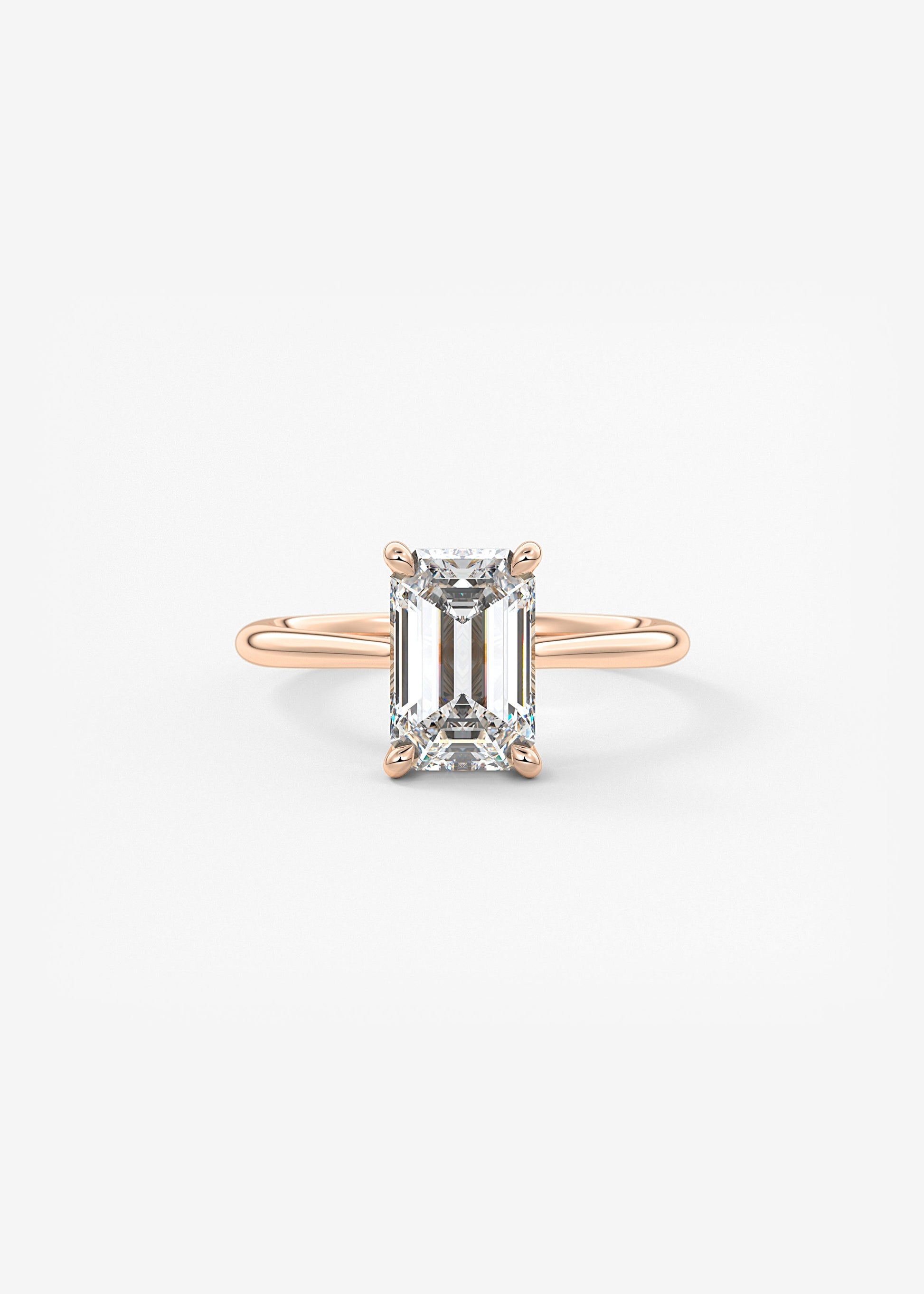 Emerald Hidden Halo/ Cathedral Lab Grown Diamond Engagement Ring