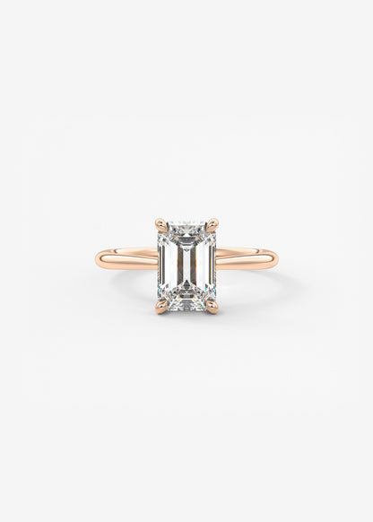 Emerald Hidden Halo/ Cathedral Lab Grown Diamond Engagement Ring