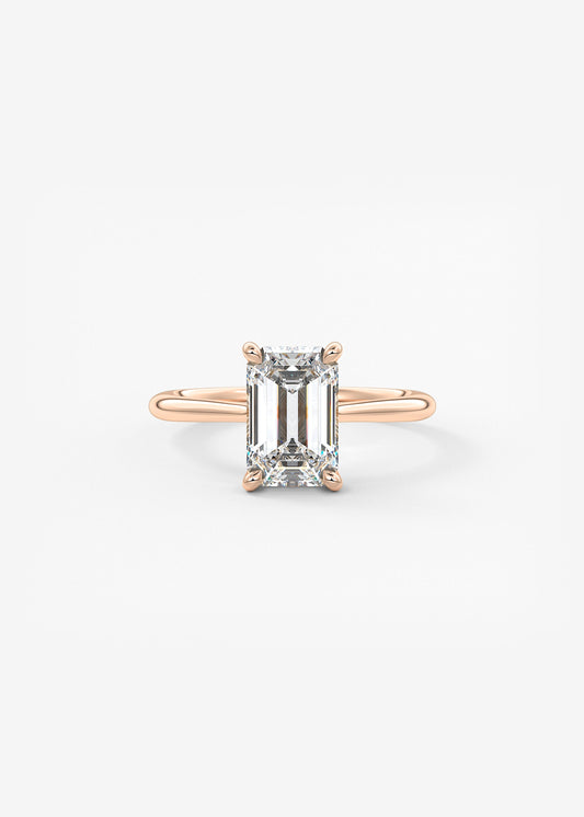 Emerald Hidden Halo/ Cathedral Lab Grown Diamond Engagement Ring