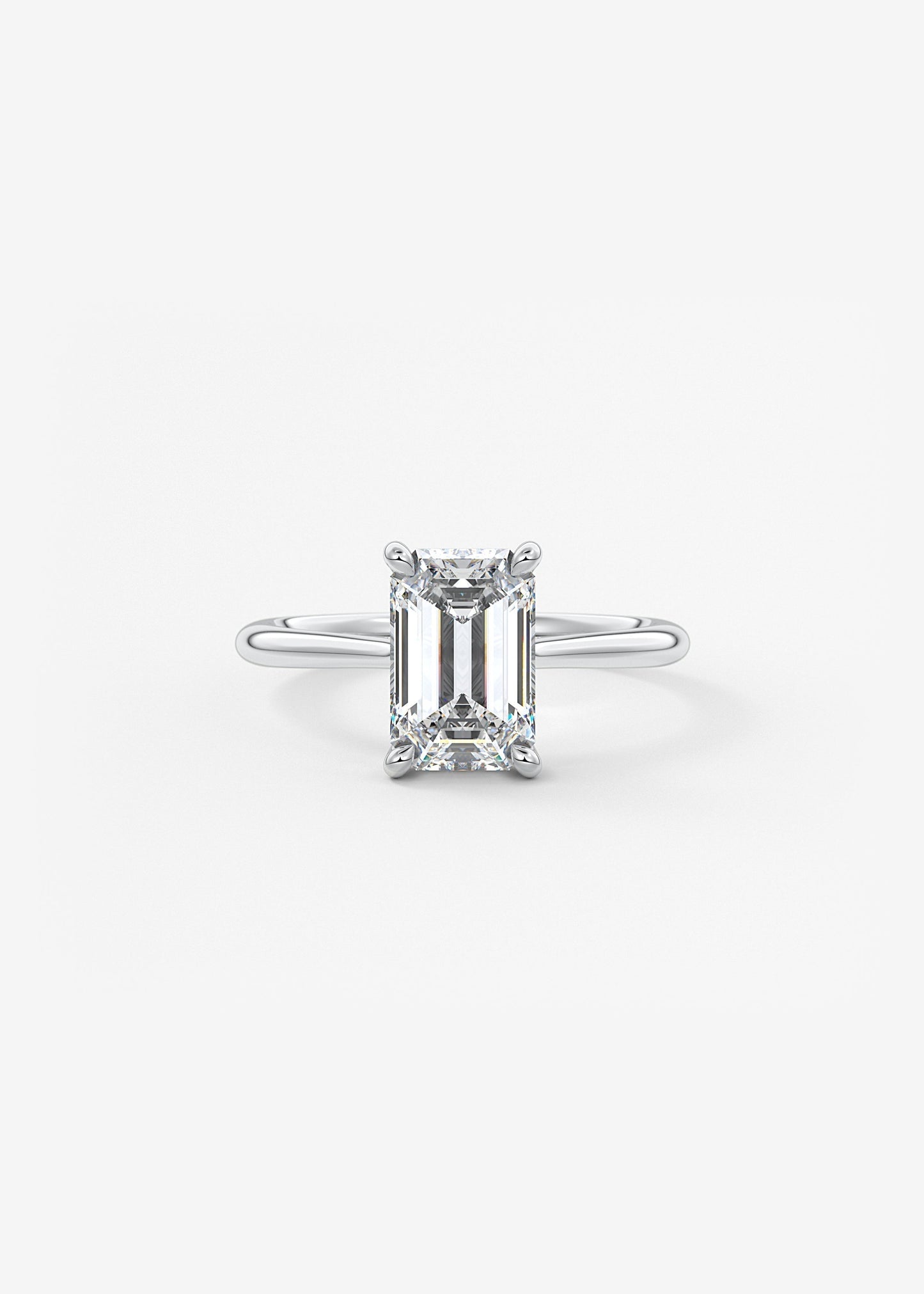 Emerald Hidden Halo/ Cathedral Lab Grown Diamond Engagement Ring
