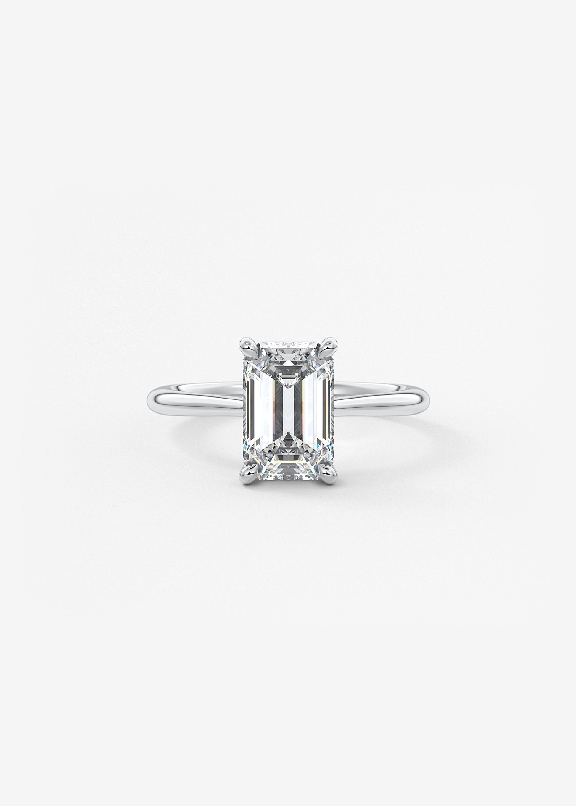 Emerald Hidden Halo/ Cathedral Lab Grown Diamond Engagement Ring