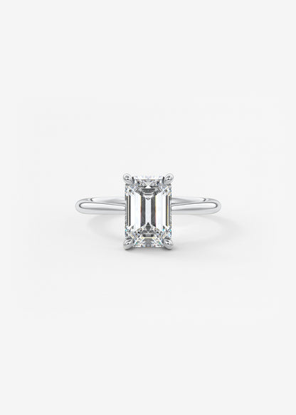 Emerald Hidden Halo/ Cathedral Lab Grown Diamond Engagement Ring