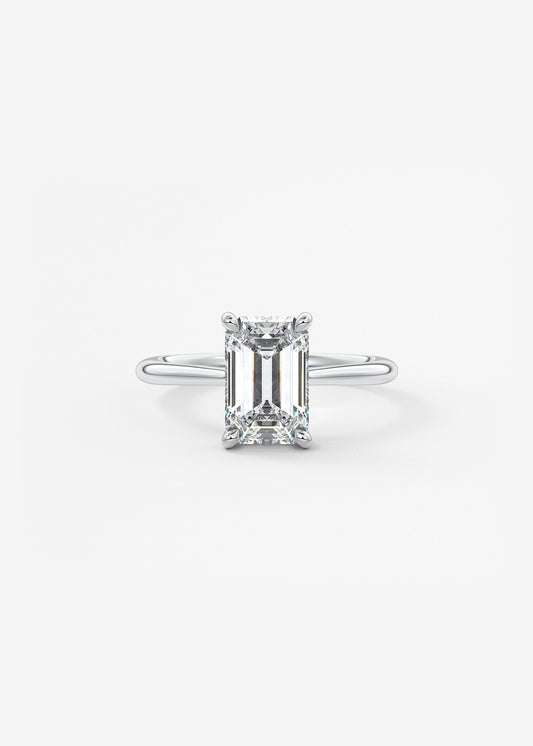 Emerald Hidden Halo/ Cathedral Lab Grown Diamond Engagement Ring