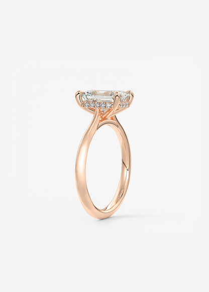 Emerald Hidden Halo/ Cathedral Lab Grown Diamond Engagement Ring