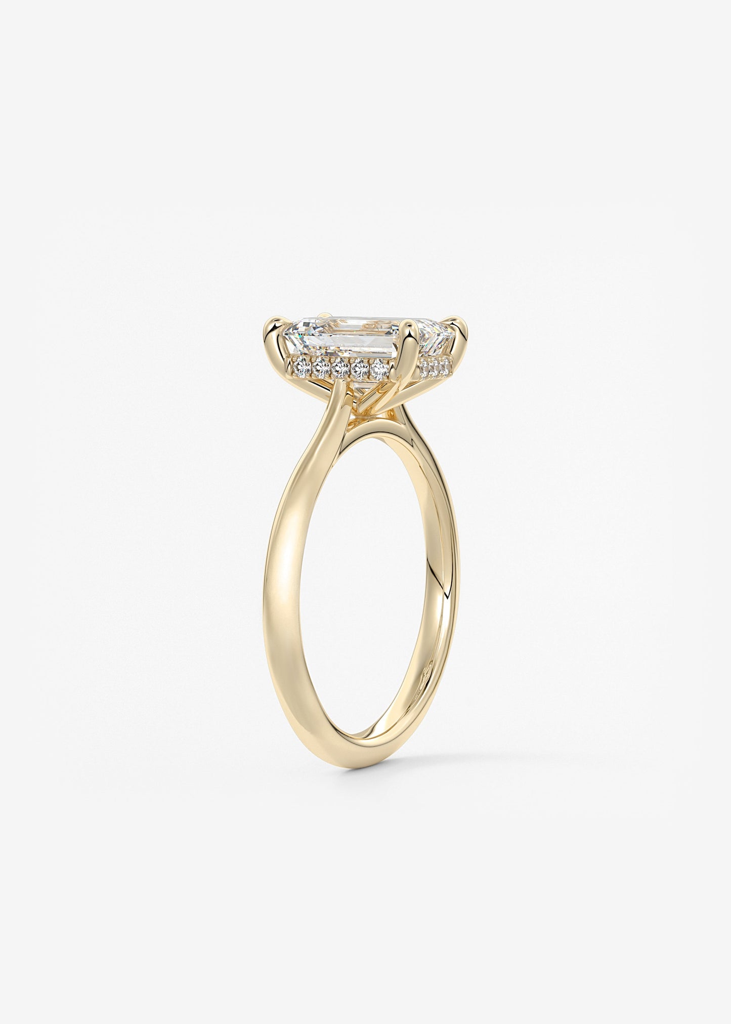 Emerald Hidden Halo/ Cathedral Lab Grown Diamond Engagement Ring