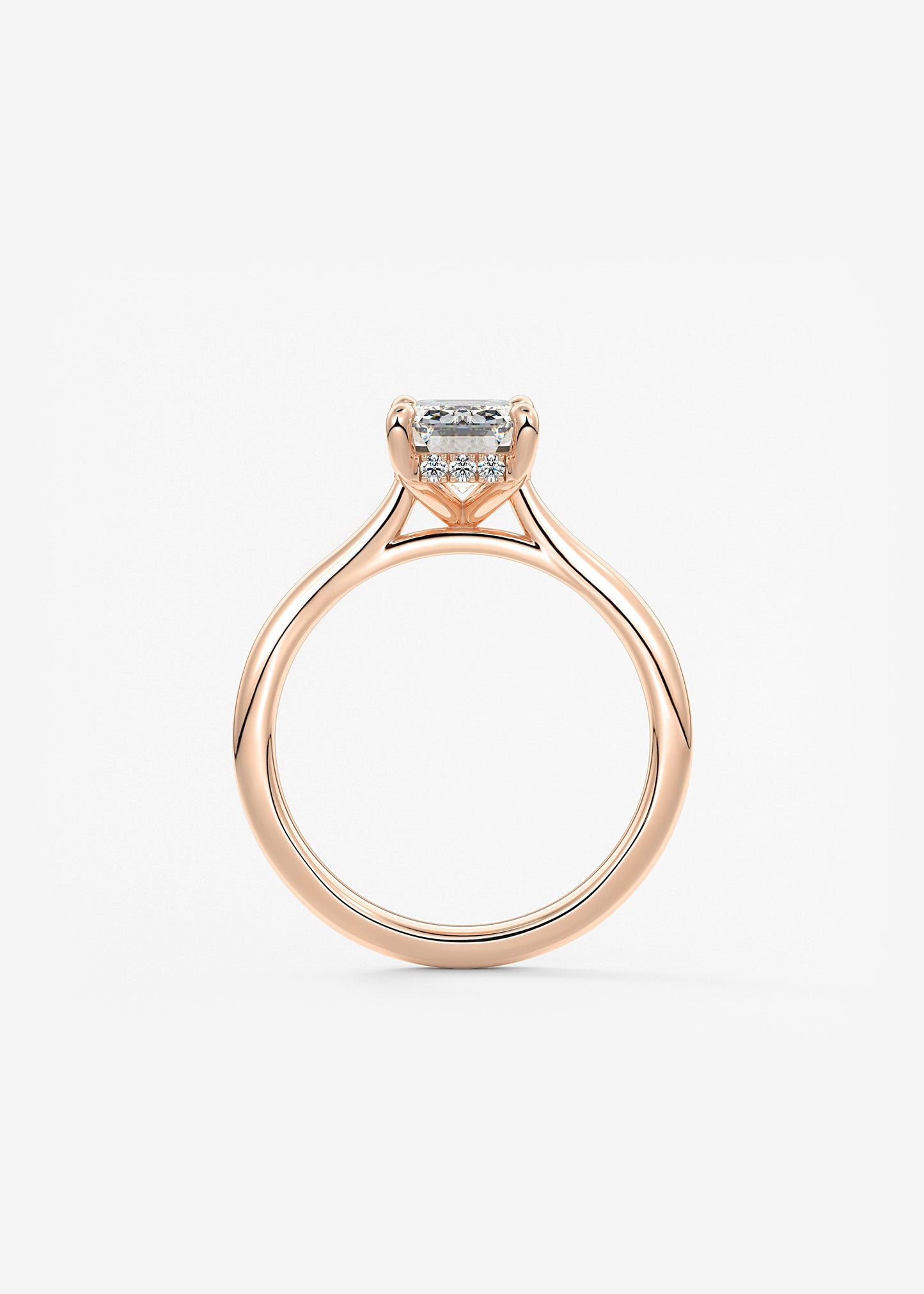Emerald Hidden Halo/ Cathedral Lab Grown Diamond Engagement Ring