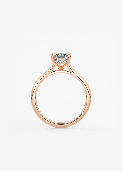Emerald Hidden Halo/ Cathedral Lab Grown Diamond Engagement Ring