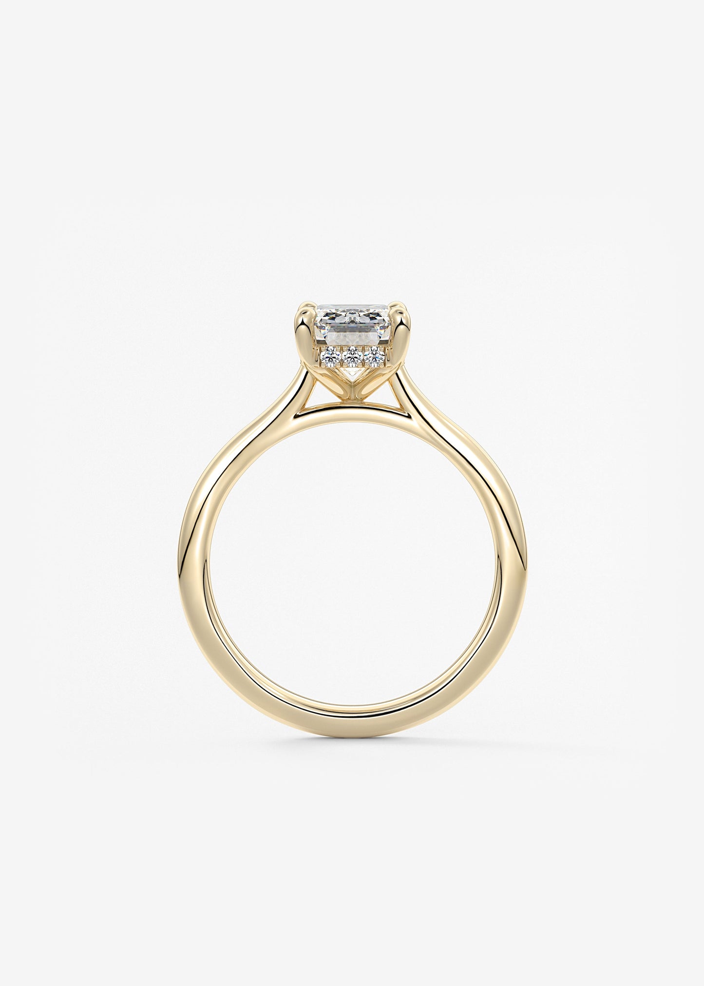 Emerald Hidden Halo/ Cathedral Lab Grown Diamond Engagement Ring