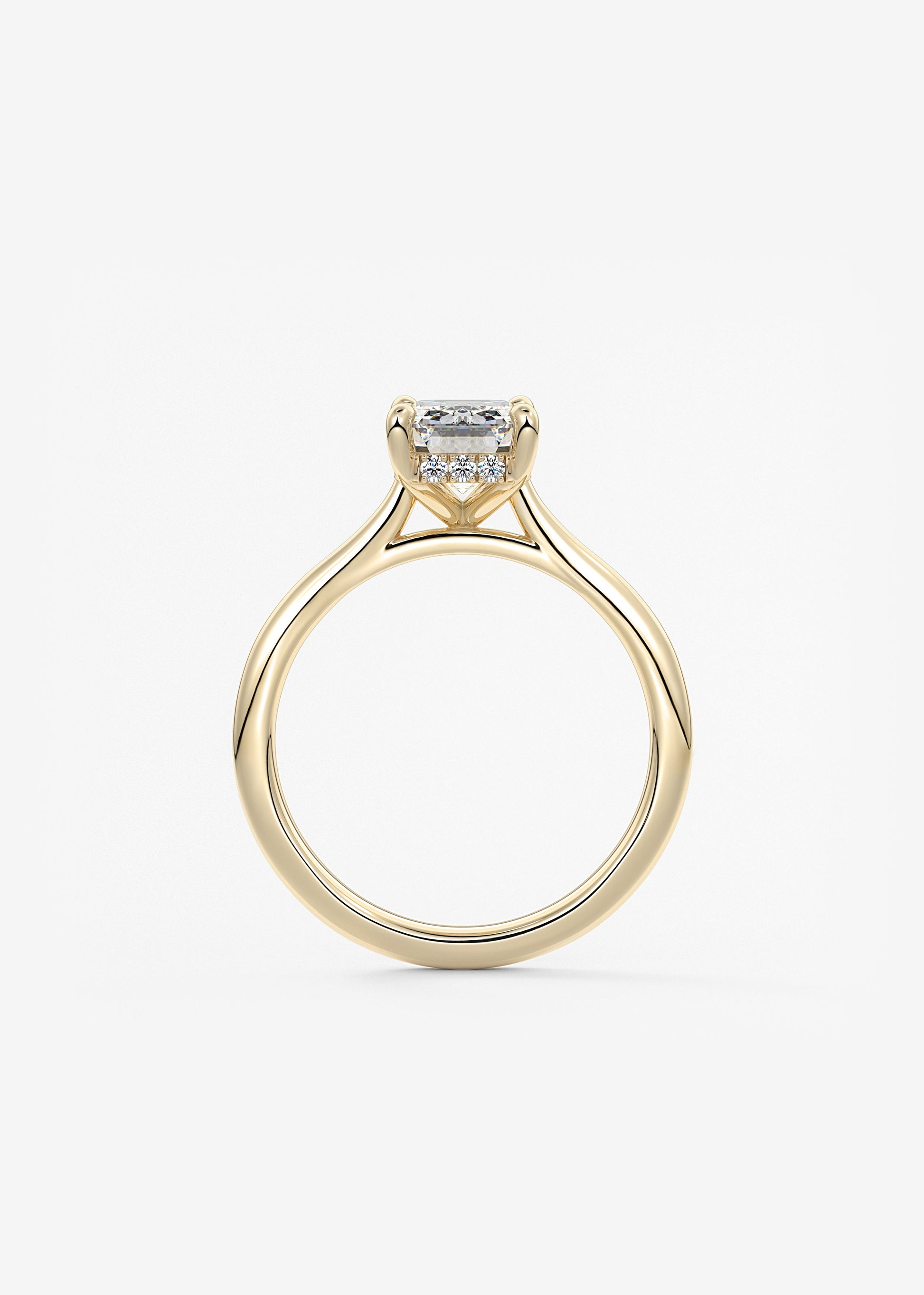 Emerald Hidden Halo/ Cathedral Lab Grown Diamond Engagement Ring