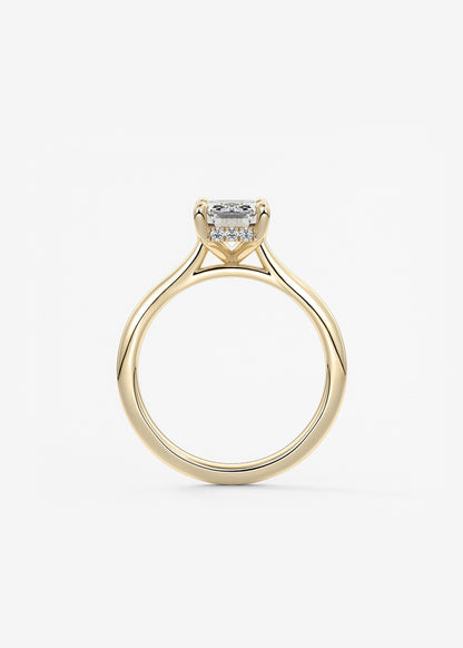 Emerald Hidden Halo/ Cathedral Lab Grown Diamond Engagement Ring