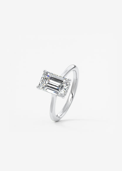 Emerald Hidden Halo/ Cathedral Lab Grown Diamond Engagement Ring