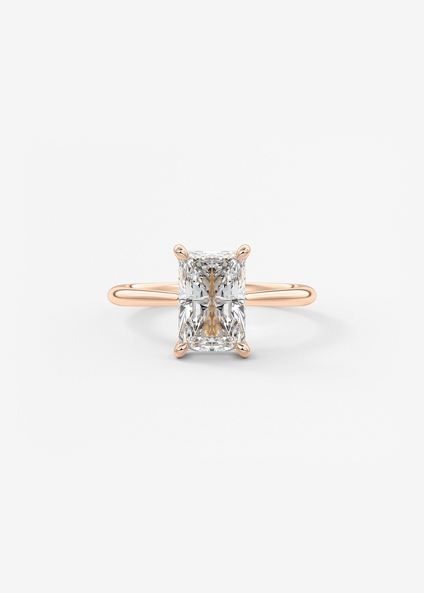 Radiant Hidden Halo/ Cathedral Lab Grown Diamond Engagement Ring