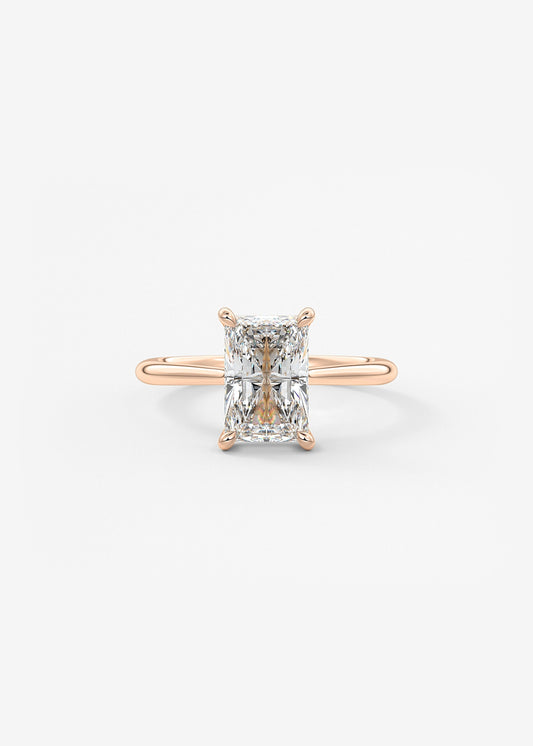 Radiant Hidden Halo/ Cathedral Lab Grown Diamond Engagement Ring