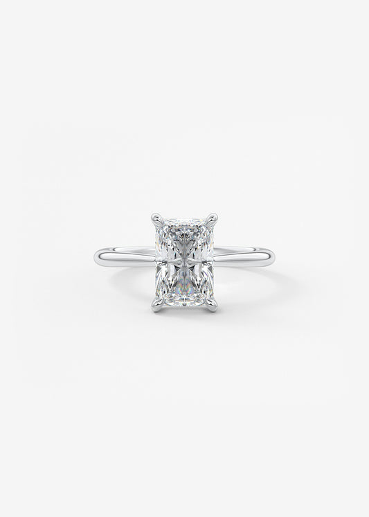 Radiant Hidden Halo/ Cathedral Lab Grown Diamond Engagement Ring