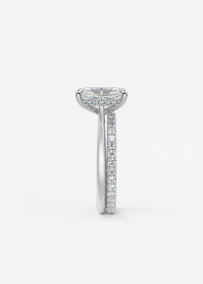Radiant Hidden Halo/ Cathedral Lab Grown Diamond Engagement Ring