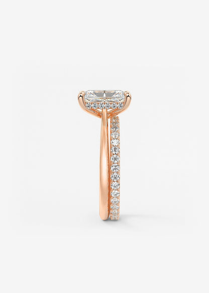 Radiant Hidden Halo/ Cathedral Lab Grown Diamond Engagement Ring
