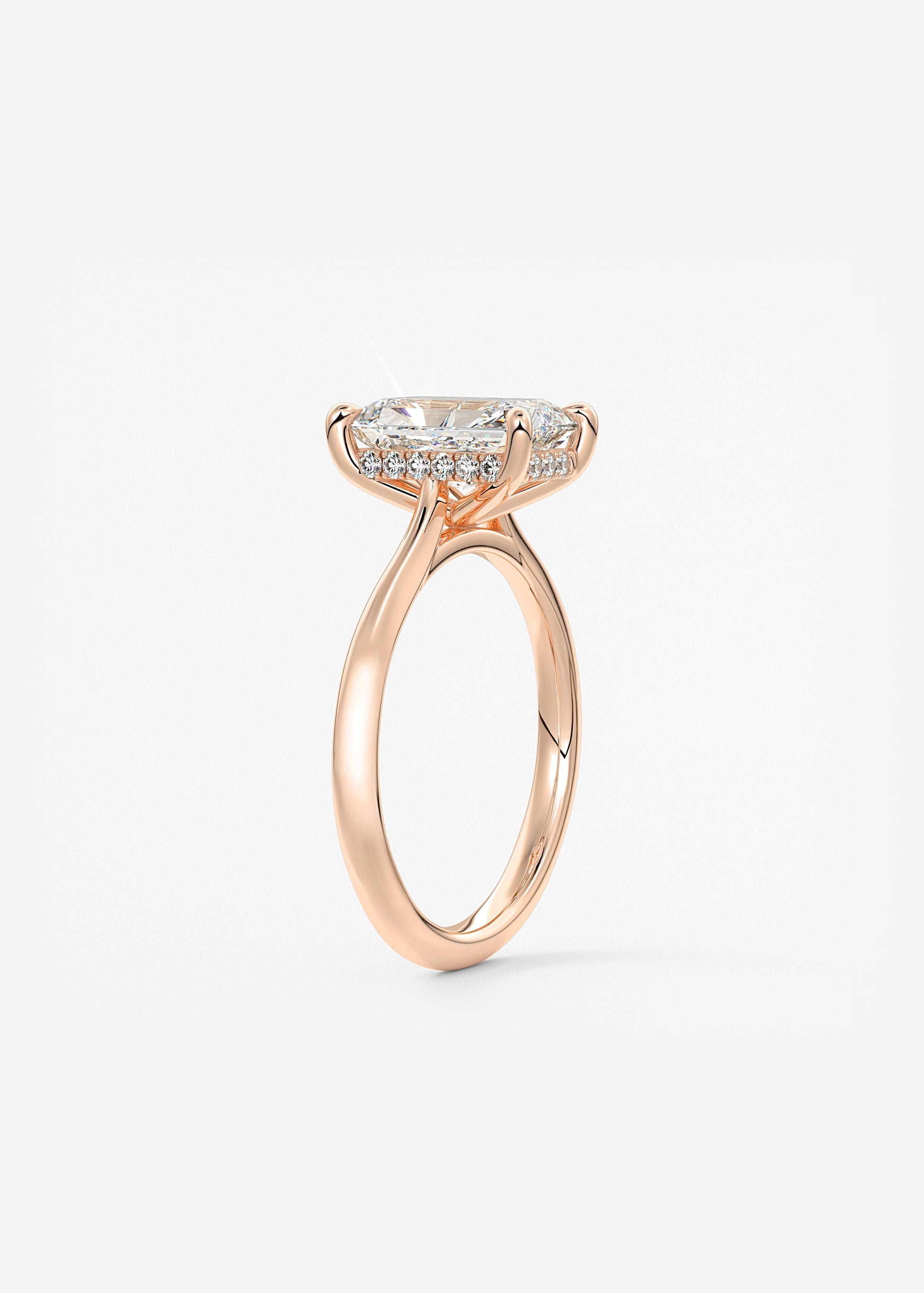 Radiant Hidden Halo/ Cathedral Lab Grown Diamond Engagement Ring