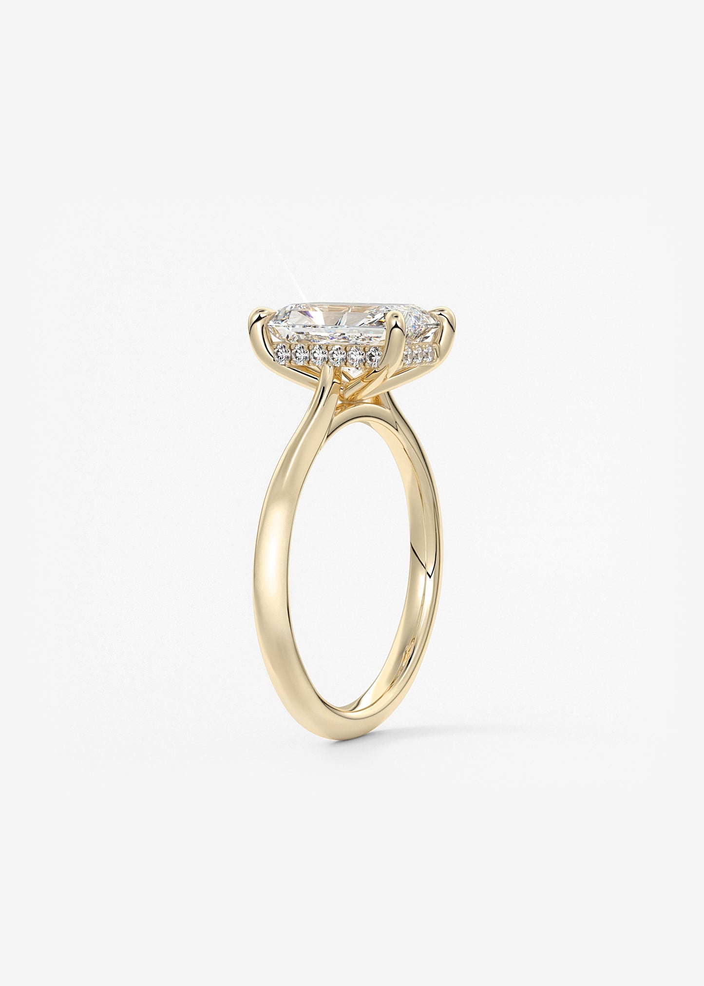 Radiant Hidden Halo/ Cathedral Lab Grown Diamond Engagement Ring