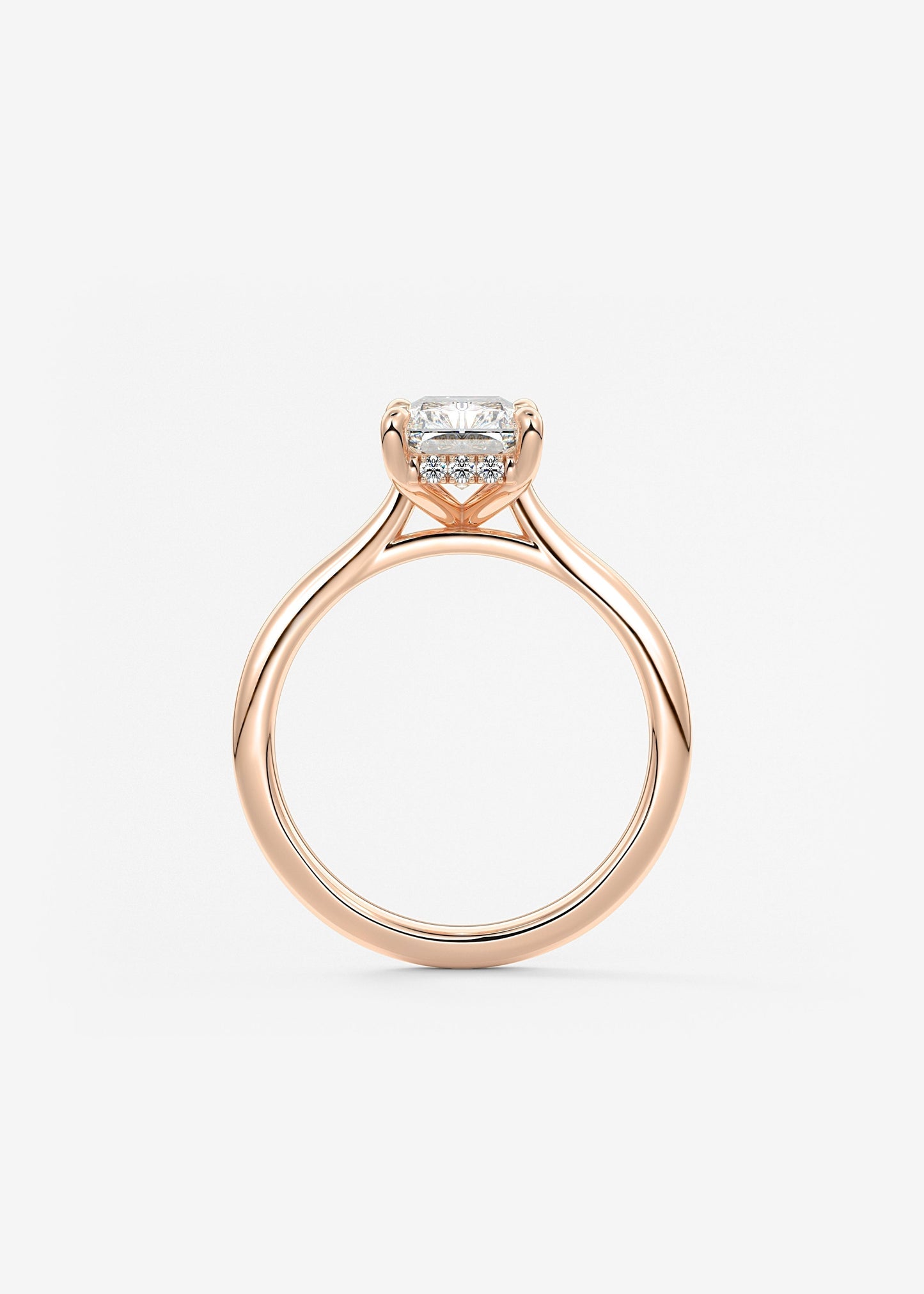 Radiant Hidden Halo/ Cathedral Lab Grown Diamond Engagement Ring