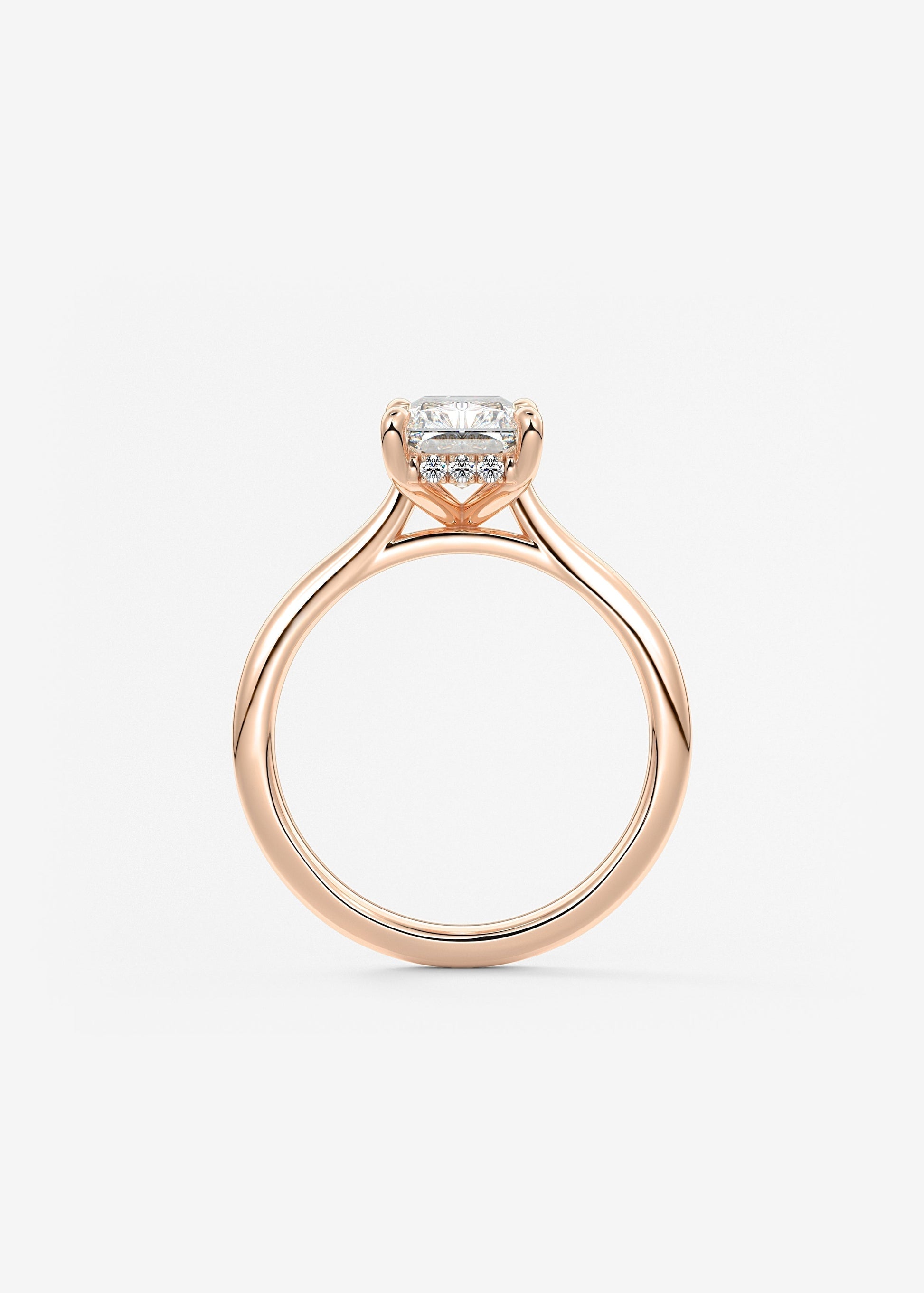 Radiant Hidden Halo/ Cathedral Lab Grown Diamond Engagement Ring