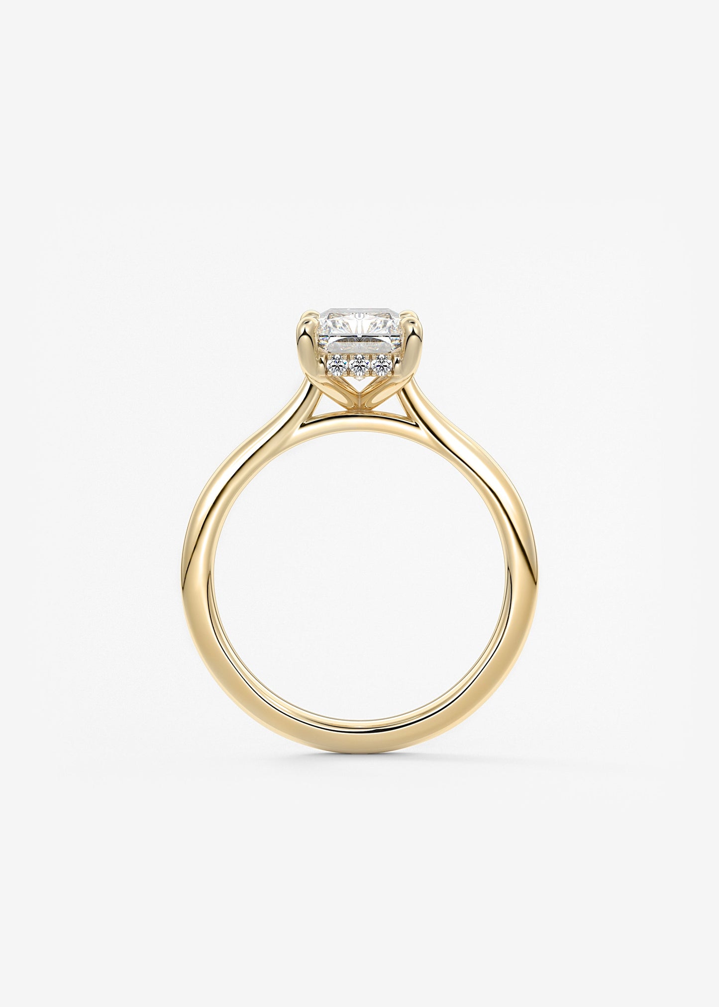 Radiant Hidden Halo/ Cathedral Lab Grown Diamond Engagement Ring
