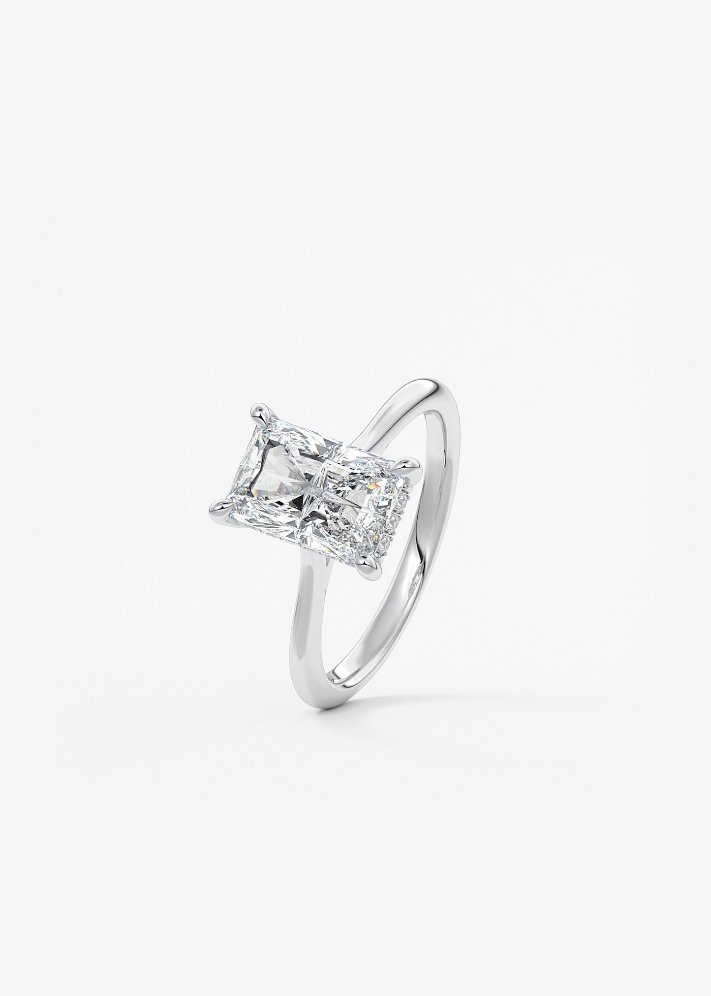 Radiant Hidden Halo/ Cathedral Lab Grown Diamond Engagement Ring