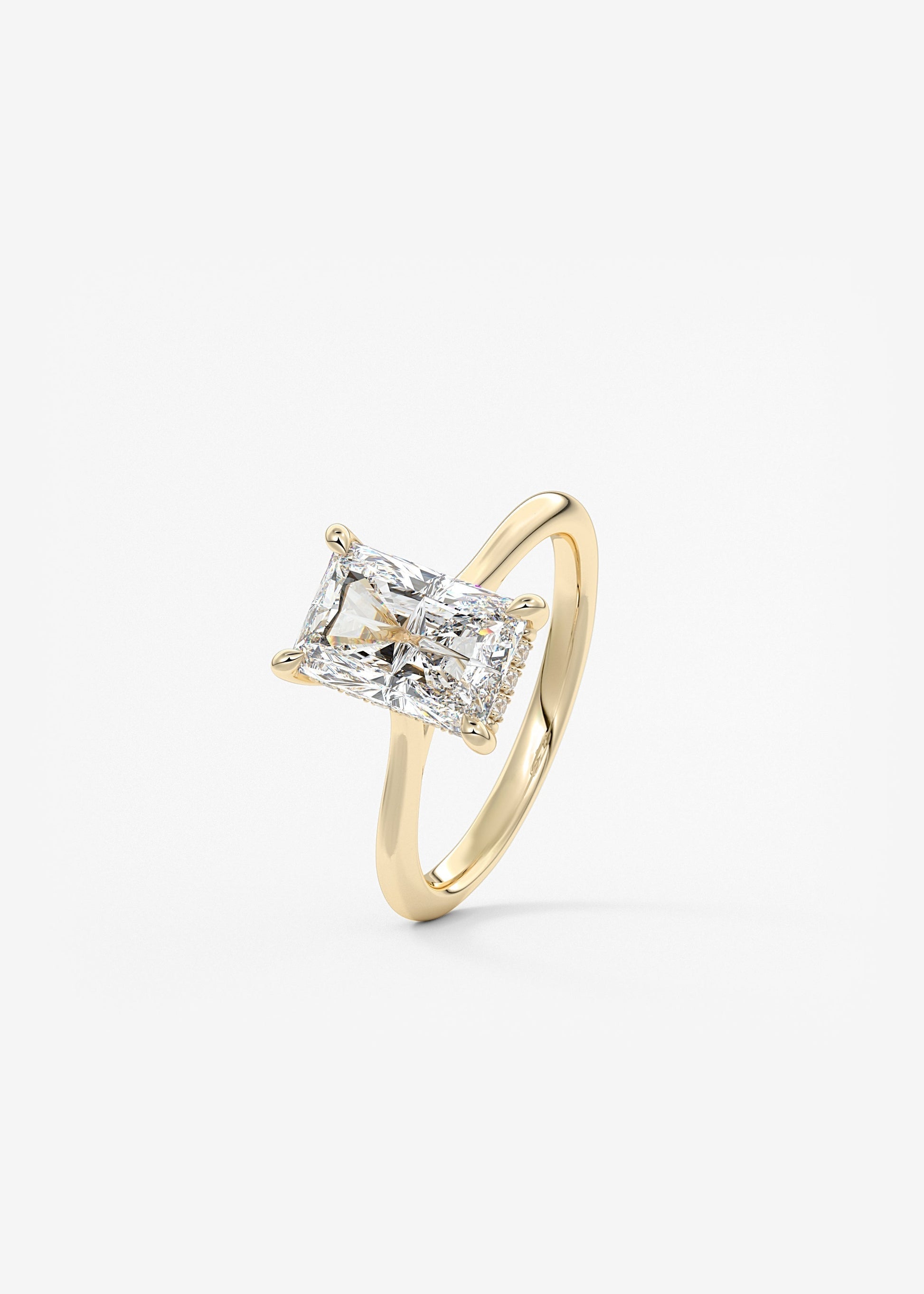 Radiant Hidden Halo/ Cathedral Lab Grown Diamond Engagement Ring