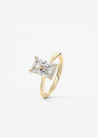 Radiant Hidden Halo/ Cathedral Lab Grown Diamond Engagement Ring