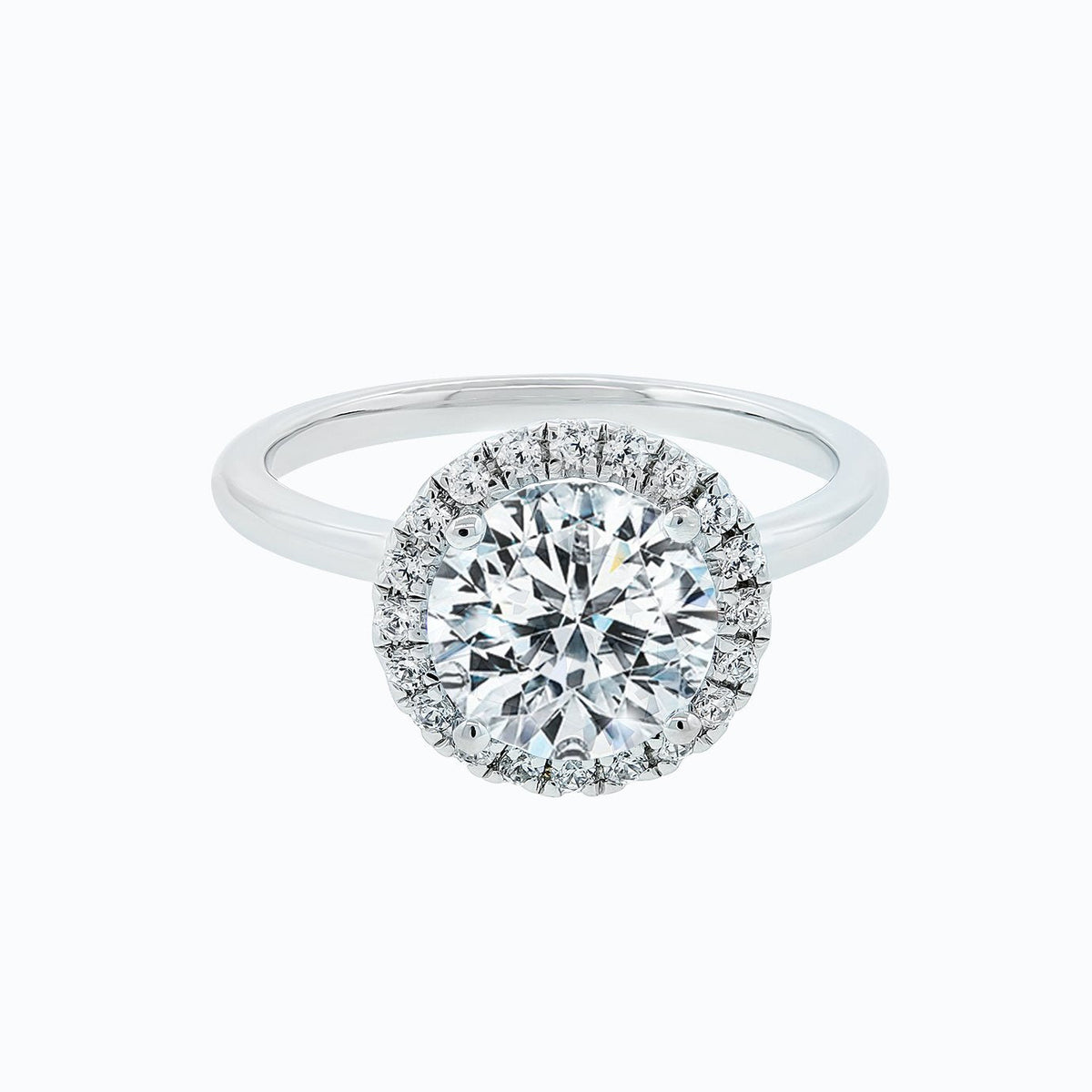 2.0 CT Round Shaped Moissanite Halo Engagement Ring 1