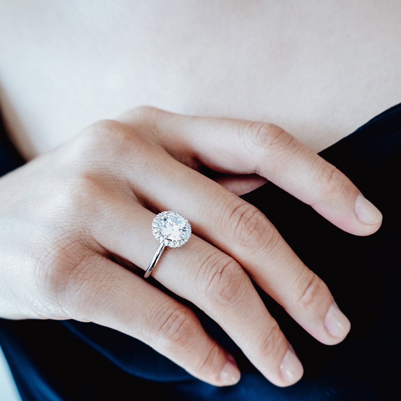 Round Halo Lab Grown Diamond Engagement Ring