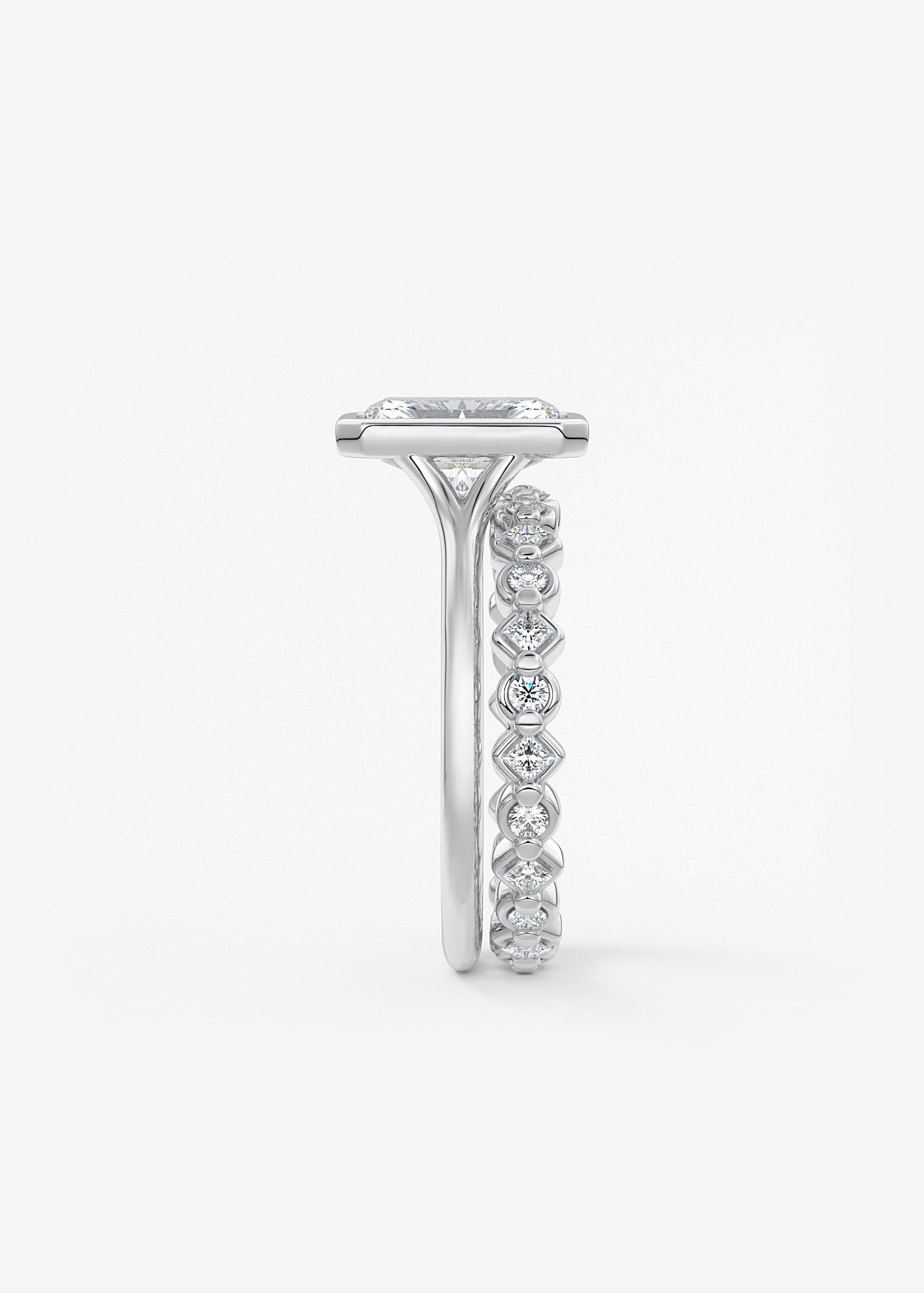Radiant Bezel Lab Grown Diamond Engagement Ring