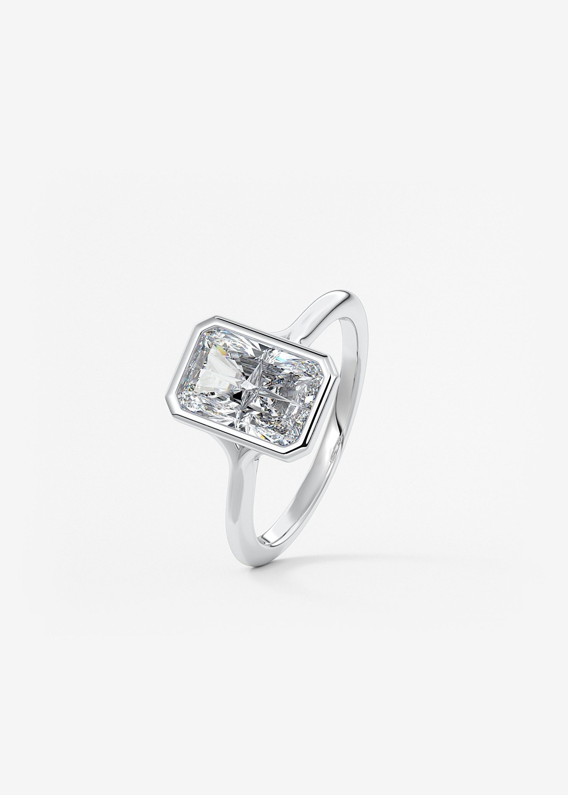 Radiant Bezel Lab Grown Diamond Engagement Ring