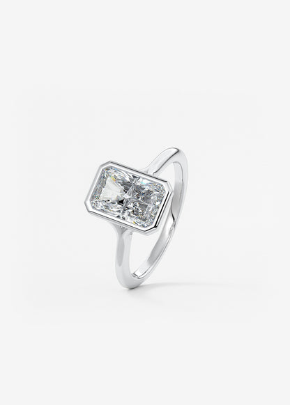 Radiant Bezel Lab Grown Diamond Engagement Ring