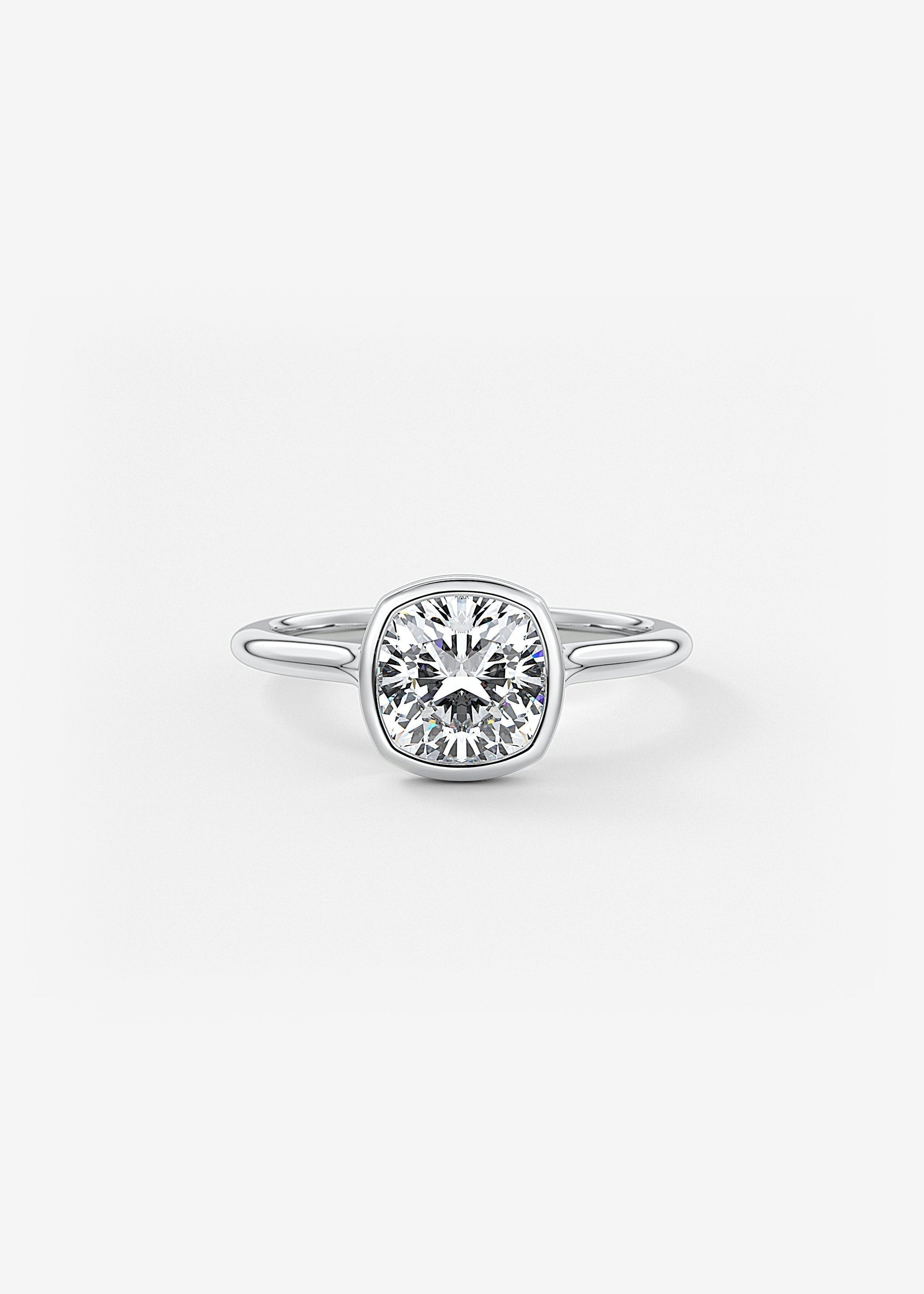 Cushion Bezel Lab Grown Diamond Engagement Ring