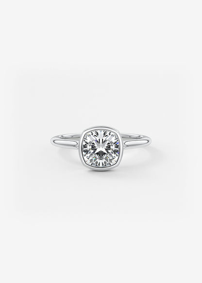 Cushion Bezel Lab Grown Diamond Engagement Ring