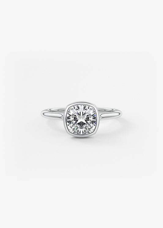 Cushion Bezel Lab Grown Diamond Engagement Ring