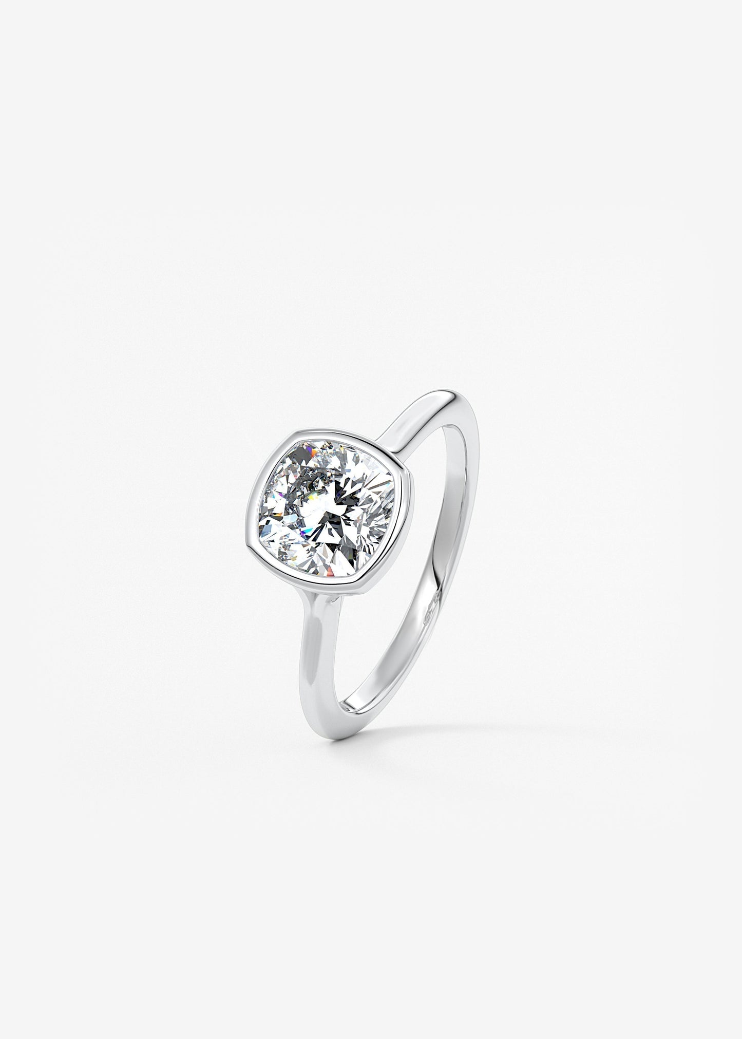 Cushion Bezel Lab Grown Diamond Engagement Ring