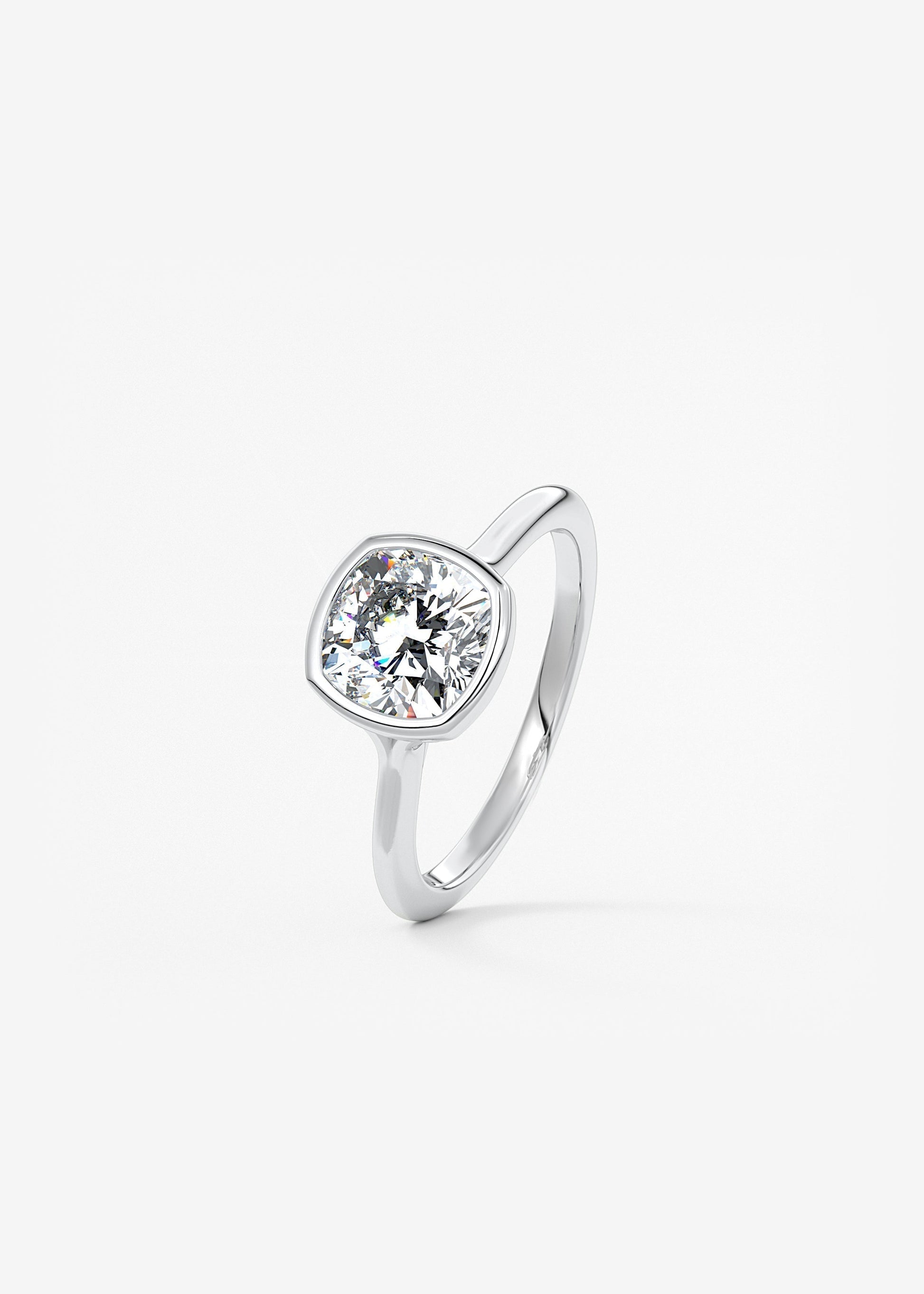 Cushion Bezel Lab Grown Diamond Engagement Ring
