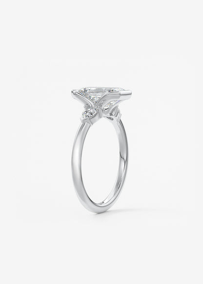 Emerald Three Stone Bezel Lab Grown Diamond Engagement Ring