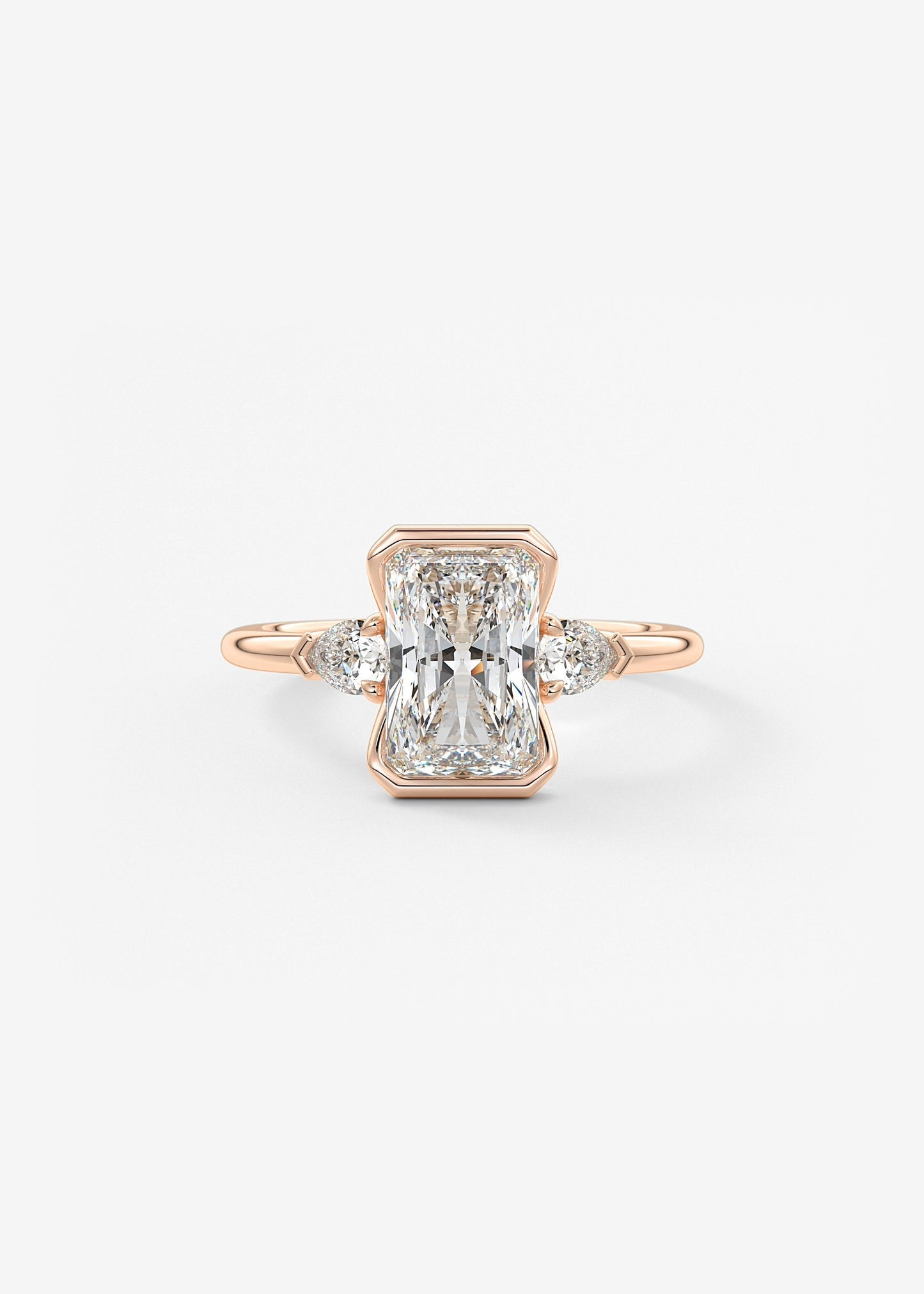 Radiant Three Stone Bezel Lab Grown Diamond Engagement Ring