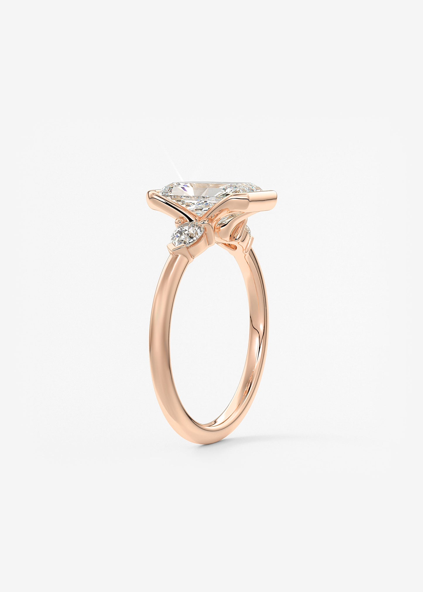 Radiant Three Stone Bezel Lab Grown Diamond Engagement Ring