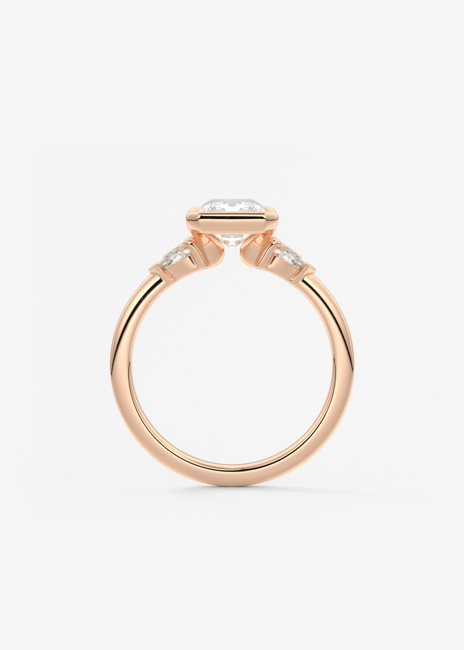 Radiant Three Stone Bezel Lab Grown Diamond Engagement Ring
