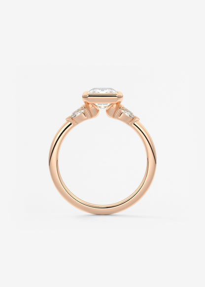 Radiant Three Stone Bezel Lab Grown Diamond Engagement Ring