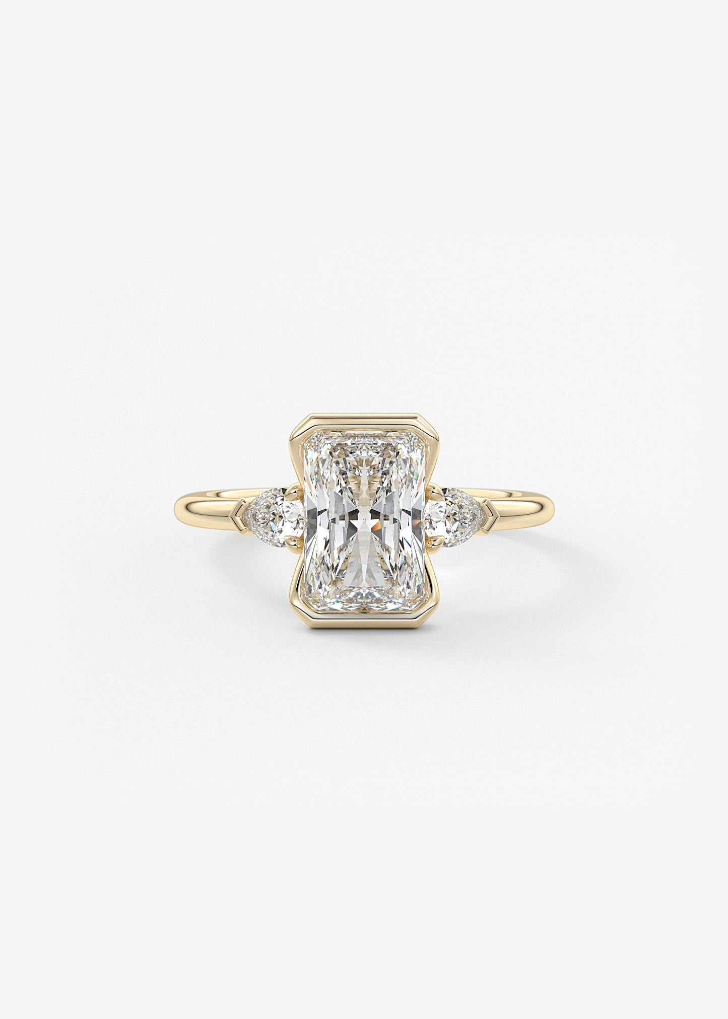 Radiant Three Stone Bezel Lab Grown Diamond Engagement Ring