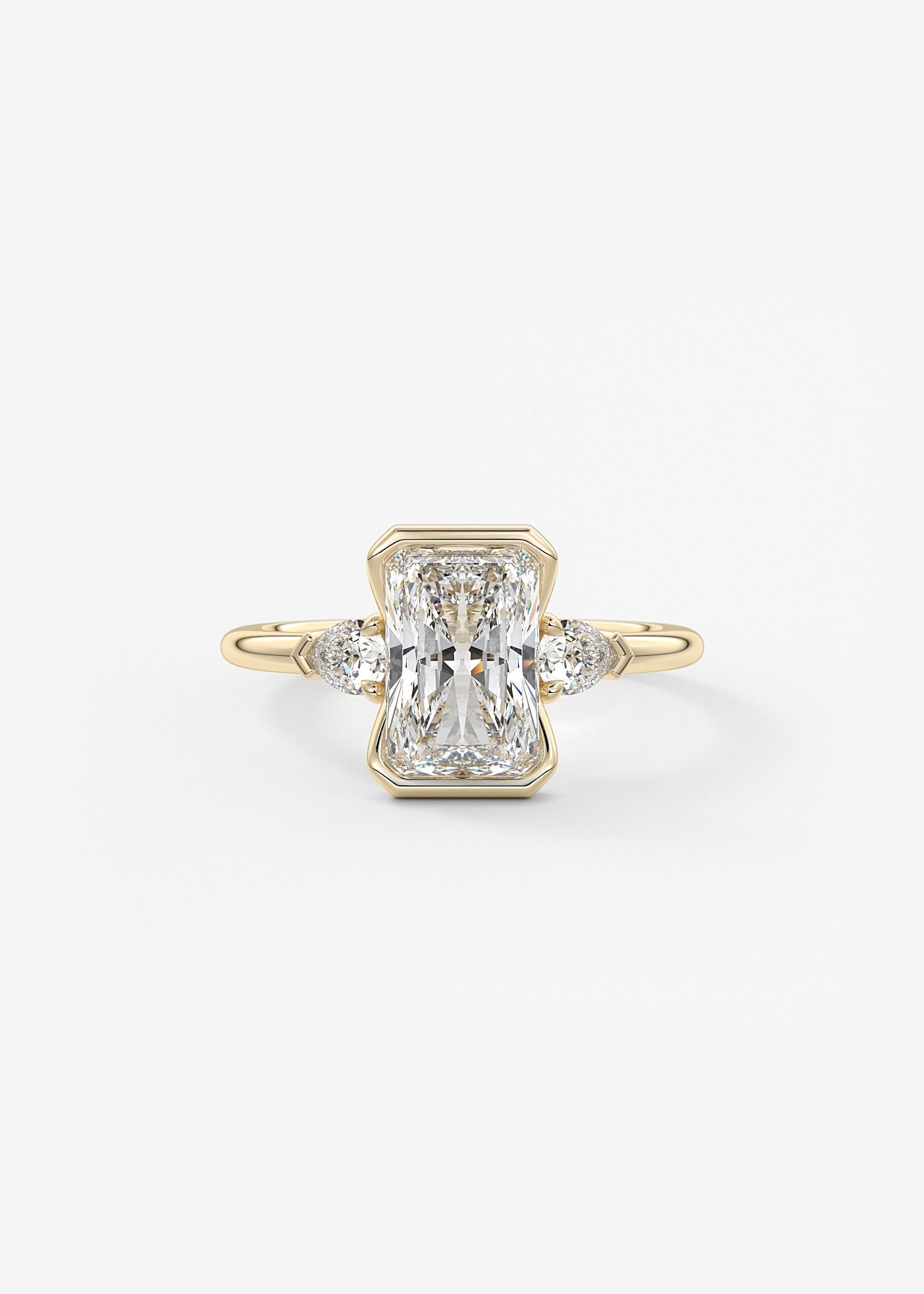 Radiant Three Stone Bezel Lab Grown Diamond Engagement Ring