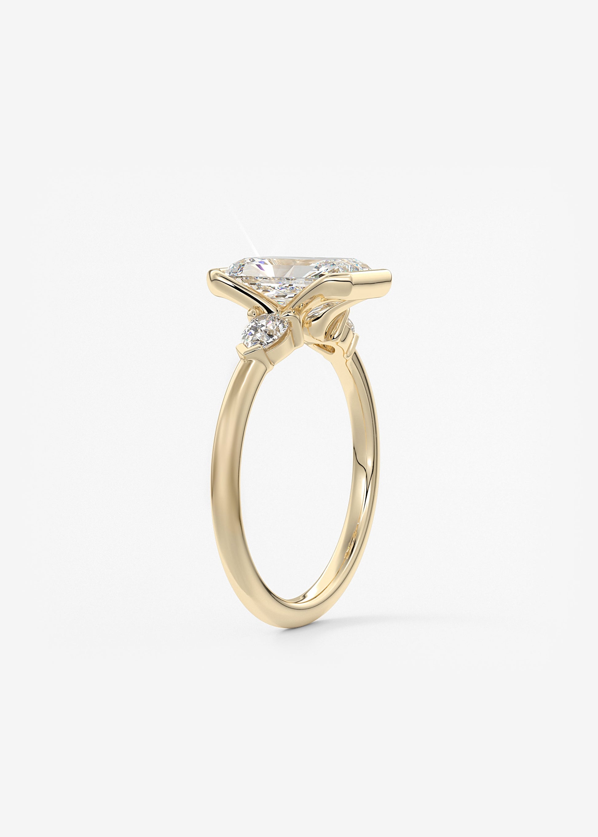 Radiant Three Stone Bezel Lab Grown Diamond Engagement Ring